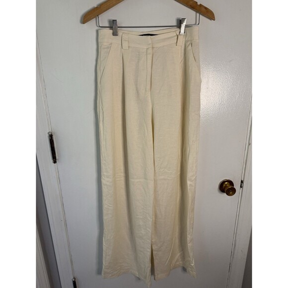 Lioness Women’s XS Pants Cream/Ivory Wide Leg High Waist Trouser Pants - Picture 1 of 9